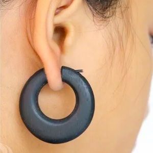 Black Wood hoop earrings